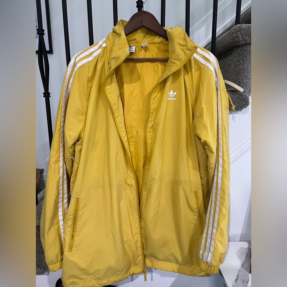 Adidas Yellow Jacket with White Stripes